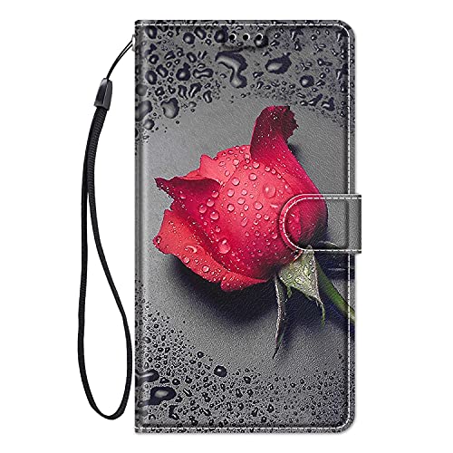 ChoosEU Hülle für Samsung Galaxy S23 FE 5G Klapphülle Muster Handytasche Schutzhülle Flip Case Stoßfeste Motive für Mädchen Handyhülle Motiv Klappbar Lederhülle Cover Galaxy S23 FE 5G - Rote Rose von Choeeu