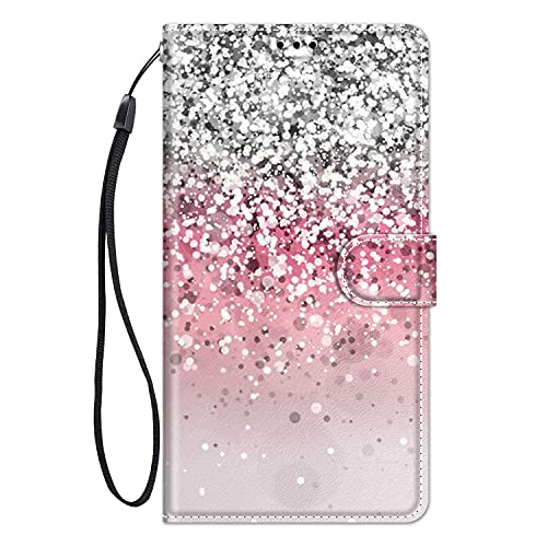 ChoosEU Hülle für Samsung Galaxy S23 Klapphülle Muster Handytasche Leder Schutzhülle Flip Case Stoßfeste Silikon Motive Handyhülle Motiv Klappbar Lederhülle Galaxy S23 Cover - Silber Rosa von Choeeu