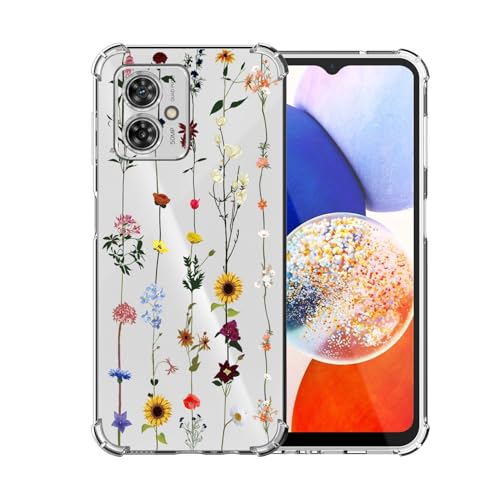 ChoosEU Transparent Hülle für Motorola Moto G14 Weich TPU Silikon Case mit Blume Muster Motiv für Mädchen Frauen Dünne Handyhülle Stoßfeste Airbag Schutzhülle Durchsichtig Cover - Sonnenblume von Choeeu