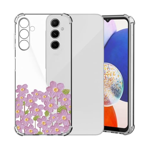 ChoosEU Transparent Hülle für Samsung Galaxy A35 5G Weich TPU Silikon Case mit Blume Muster Motiv für Mädchen Frauen Dünne Handyhülle Stoßfeste Airbag Schutzhülle Durchsichtig Cover - Violett Lila von Choeeu