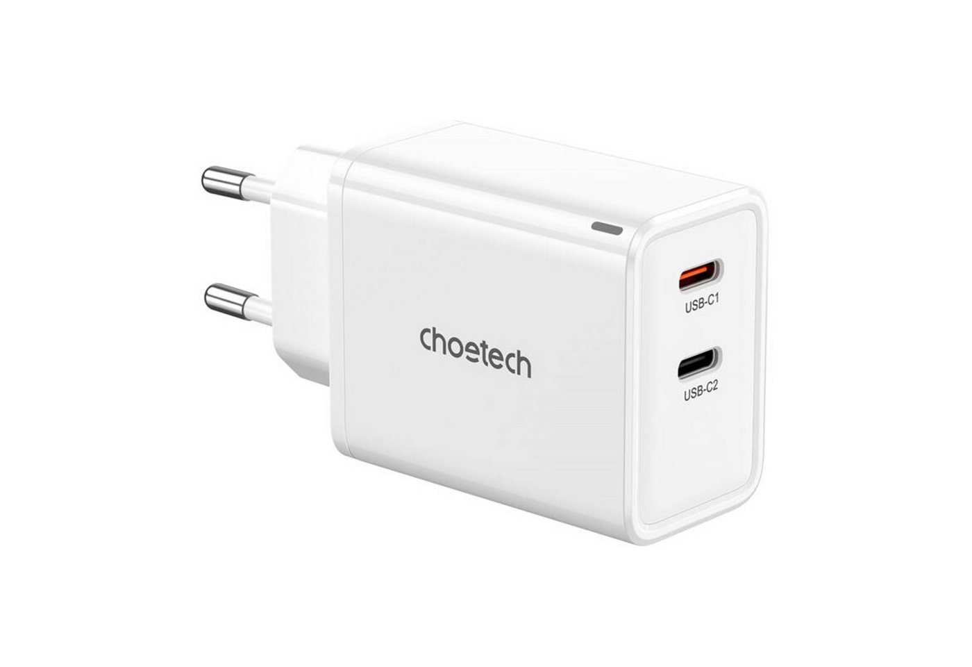 Choetech Netzwerkladegerät GaN, 2x USB-C, PD65W Schnellladegerät in Weiß USB-Ladegerät von Choetech