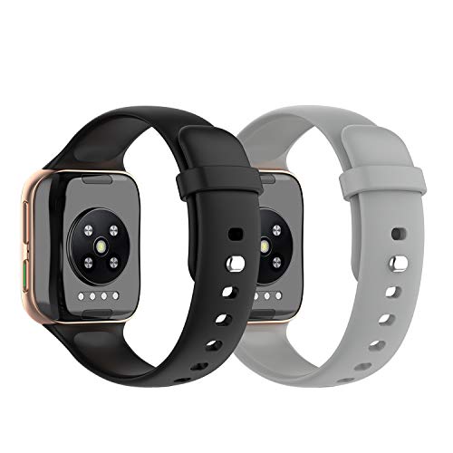 Chofit Armbänder kompatibel mit Oppo Watch 46 mm Armband, weiches Silikon, Sport-Armband, Ersatz-Armband, Uhrenzubehör für Oppo Watch 46 mm Smartwatch (schwarz + grau) von Chofit