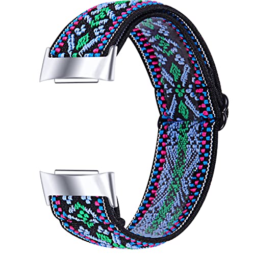 Chofit Armband kompatibel mit Fitbit Charge 5 Armbändern, gewebtes Nylon, elastisch, wasserdicht, Ersatz für Charge 5 Activity Tracker (19) von Chofit