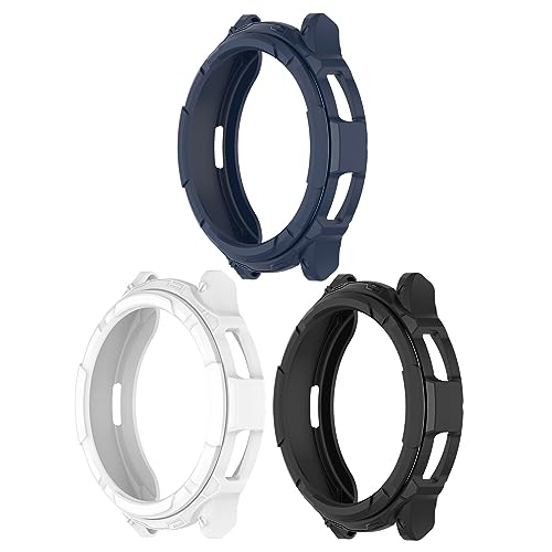 Chofit Hüllen kompatibel mit Samsung Galaxy Watch 6 Classic 47 mm 43 mm Hülle, TPU-Schutz mit Lünette Ringschlaufe, selbstklebende Schutzhülle für Galaxy Watch6 Classic (Schwarz/Blau/Weiß, 47 mm) von Chofit