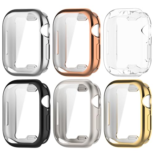 Chofit Schutzhülle für Apple Watch Serie 10, 42 mm, 46 mm, TPU-beschichtete Schutzfolie, Schutzhülle, Uhrenabdeckung, Stoßfängerschale für iWatch Serie 10 (6 Farben, 46 mm) von Chofit