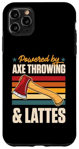 Hülle für iPhone 11 Pro Max Angetrieben von Axe Throwing und Lattes Retro Vintage Coffee Love von Chop and Aim Axe Indoor Throwing Party Essentials