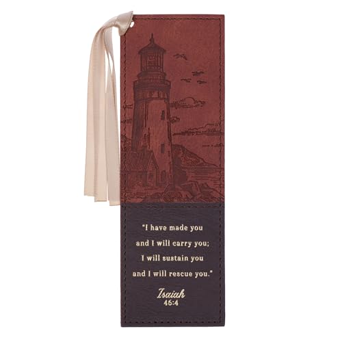 Christian Art Gifts Premium-Lesezeichen aus Kunstleder für Männer und Frauen: I Will Carry You inspirierender Bibelvers, Braun von Christian Art Gifts