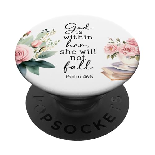 Gott ist in ihr Sie wird nicht fallen Psalm 46:5 Bible Women PopSockets Klebender PopGrip von Christian Mom Tees NYC