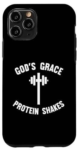 Hülle für iPhone 11 Pro God's Grace Protein Shakes Langhantel Christian Workout Cross von Christian Workout Apparel Co.