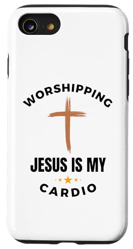 Hülle für iPhone SE (2020) / 7 / 8 Jesus anzubeten ist mein Cardio, lustiger christlicher Kreuzläufer von Christian Workout Apparel Co.