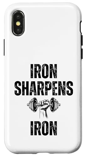 Hülle für iPhone X/XS Iron Sharpens Iron Hantel Christian Weight Lifter Workout von Christian Workout Apparel Co.