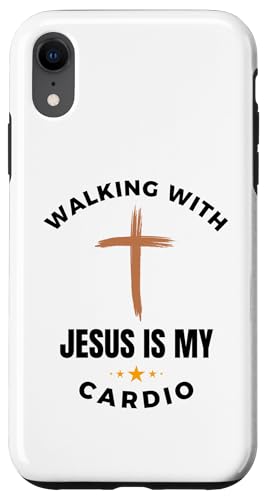 Hülle für iPhone XR Mit Jesus zu gehen ist mein lustiges christliches Cardio-Läuferkreuz von Christian Workout Apparel Co.