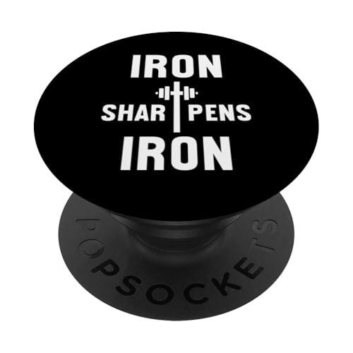 Iron Sharpens Iron Cross Barbell Christian Weight Lifter PopSockets mit austauschbarem PopGrip von Christian Workout Apparel Co.