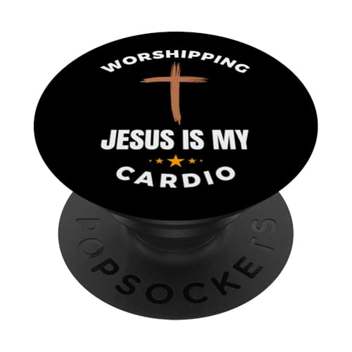 Jesus anzubeten ist mein Cardio, lustiges christliches Läufer-Sprichwort PopSockets Klebender PopGrip von Christian Workout Apparel Co.