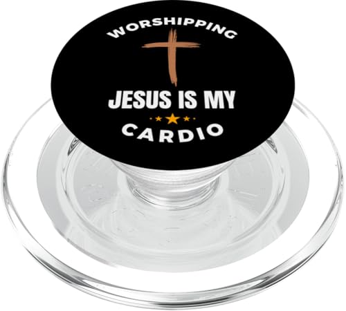 Jesus anzubeten ist mein Cardio, lustiges christliches Läufer-Sprichwort PopSockets PopGrip für MagSafe von Christian Workout Apparel Co.