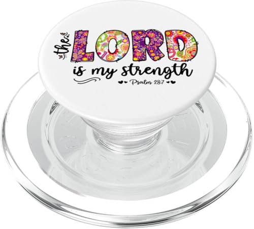 Der Herr ist meine Stärke Psalm 28:7 Christliche Männer Frauen PopSockets PopGrip für MagSafe von Christianity Christian Gifts