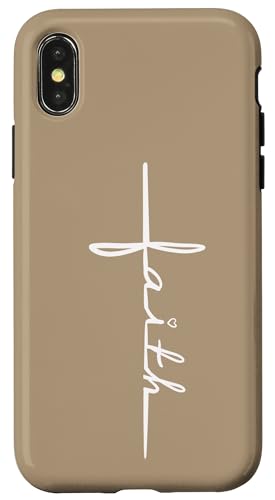 Hülle für iPhone X/XS Kreuz von Jesus Christus als Symbol des Glaubens in kursiven von Christliches Jesus-Glauben-Kreuz-Zubehör