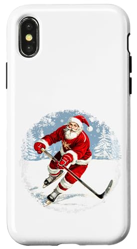 Hülle für iPhone X/XS Eishockeyspieler Weihnachtsmann von Christmas Animals