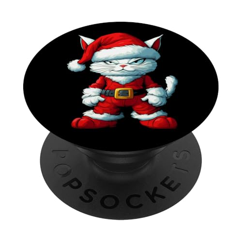 Katzen Weihnachten / Weihnachtsmann Katze PopSockets Klebender PopGrip von Christmas Animals