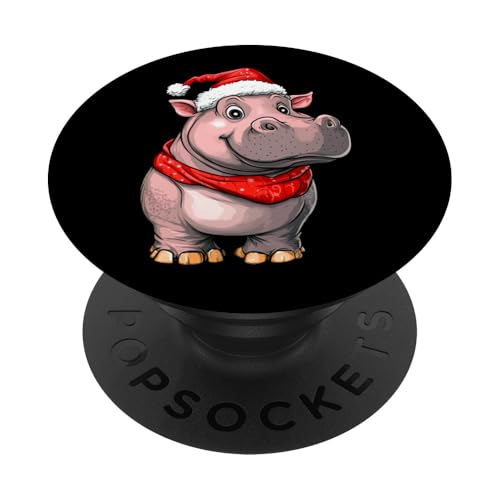 Weihnachtsmann Nilpferd PopSockets Klebender PopGrip von Christmas Animals