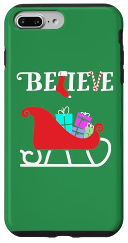 Hülle für iPhone 7 Plus/8 Plus Glauben Sie Weihnachten Zitat/Urlaub Slogan Santa Schlitten von Christmas Apparel & Gifts HHWCo.