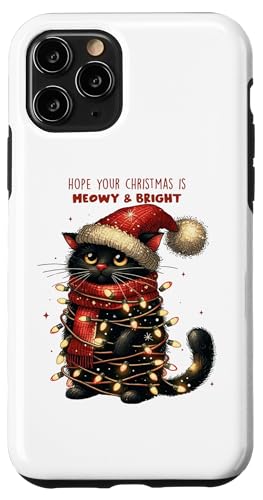 Hülle für iPhone 11 Pro Weihnachtskatze mit Weihnachtsbeleuchtung Miau kinderlose Katze Mama Papa von Christmas Cat Tees NYC