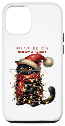 Hülle für iPhone 12/12 Pro Weihnachtskatze mit Weihnachtsbeleuchtung Miau kinderlose Katze Mama Papa von Christmas Cat Tees NYC