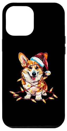 Hülle für iPhone 14 Plus Welsh Corgi Weihnachtsmannmütze Weihnachtsbeleuchtung Weihnachten Hund von Christmas Corgi Pajama Party Santa Dog Design