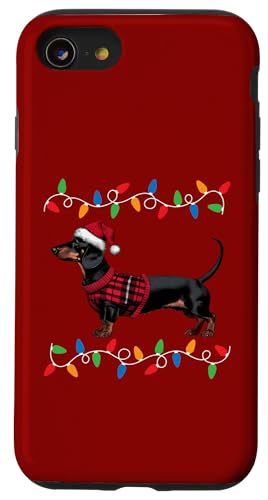 Hülle für iPhone SE (2020) / 7 / 8 Weihnachtsbeleuchtung Wiener Dackel Hund Nikolausmütze Geschenk von Christmas Dachshund Dog and Animal Lovers Shop