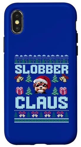 Hülle für iPhone X/XS Yorkipoo Dog Frohe Weihnachten Slobberclaus Hundeliebhaber von Christmas Dog Slobber