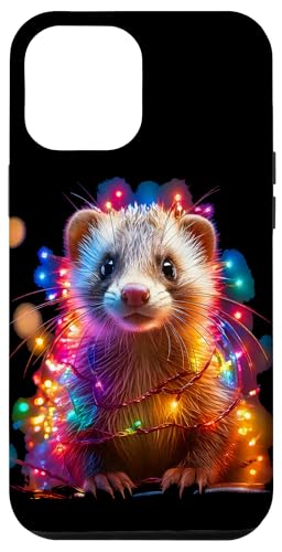 Hülle für iPhone 12 Pro Max Weihnachtsbeleuchtung Frettchen Urlaub bunte Wiesel Grafik von Christmas Ferret Matching Family Graphics