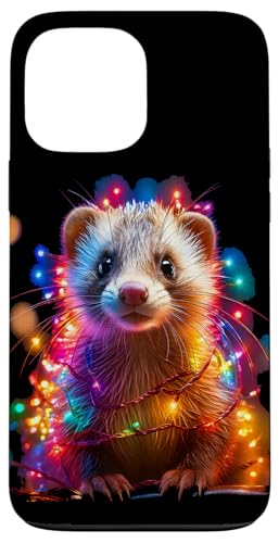 Hülle für iPhone 13 Pro Max Weihnachtsbeleuchtung Frettchen Urlaub bunte Wiesel Grafik von Christmas Ferret Matching Family Graphics