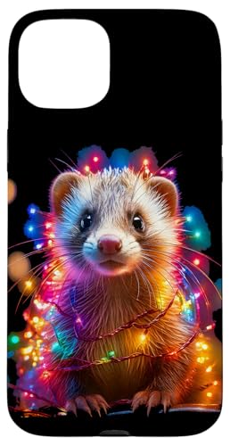 Hülle für iPhone 15 Plus Weihnachtsbeleuchtung Frettchen Urlaub bunte Wiesel Grafik von Christmas Ferret Matching Family Graphics