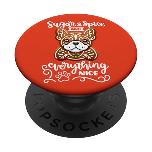 Frenchie Lebkuchenzucker Gewürz Weihnachten Französische Bulldogge PopSockets Klebender PopGrip von Christmas French Bulldog Shirt / Xmas Dog Gift