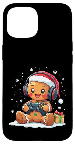 Hülle für iPhone 15 Lustiges Weihnachtslebkuchen-Gamer-Video Xmas Gaming-Liebhaber von Christmas Gamer Gingerbread Video Gaming Lover tee