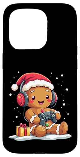 Hülle für iPhone 15 Pro Weihnachtsmütze Gingerbread Santa Hat Xmas Gaming Herren Jungen von Christmas Gamer Gingerbread Video Gaming Lover tee