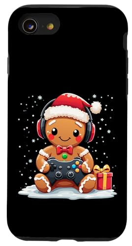 Hülle für iPhone SE (2020) / 7 / 8 Weihnachtsmütze mit Lebkuchenspieler, Weihnachtsmannmütze, Gaming-Liebhaber von Christmas Gamer Gingerbread Video Gaming Lover tee