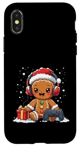 Hülle für iPhone X/XS Lustiger Weihnachtsspieler, niedliches Lebkuchen-Spiel, für Jungen und Kinder von Christmas Gamer Gingerbread Video Gaming Lover tee