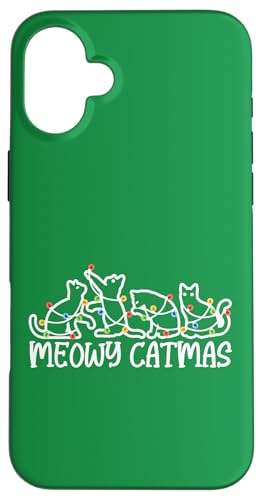 Hülle für iPhone 16 Plus Meowy Catmas, Xmas Männer Frauen Kinder Mädchen Weihnachten Katzenliebhaber von Christmas Gifts by Art Like Wow