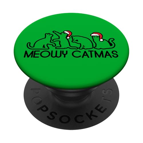 Meowy Catmas, Damen, Herren, Kinder, Mädchen, Katzenliebhaber, Weihnachten PopSockets Klebender PopGrip von Christmas Gifts by Art Like Wow