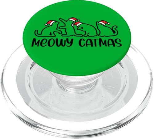 Meowy Catmas, Damen, Herren, Kinder, Mädchen, Katzenliebhaber, Weihnachtskatze PopSockets PopGrip für MagSafe von Christmas Gifts by Art Like Wow