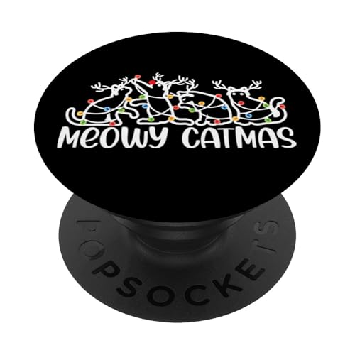 Meowy Catmas, Katzenliebhaber, Damen, Herren, Kinder, Mädchen, Weihnachtskatze PopSockets Klebender PopGrip von Christmas Gifts by Art Like Wow