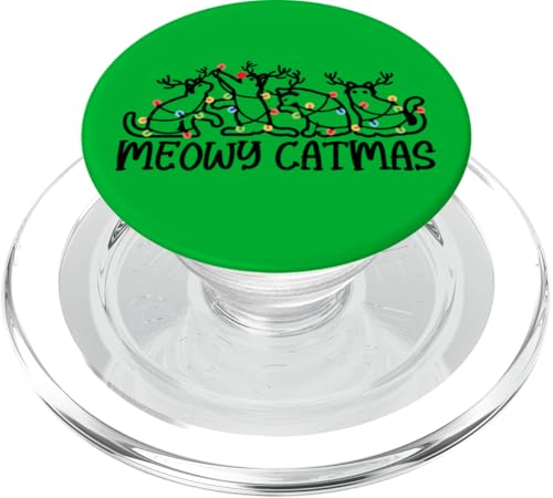 Meowy Catmas, Katzenliebhaber, Männer, Frauen, Kinder, Mädchen, Weihnachtskatze PopSockets PopGrip für MagSafe von Christmas Gifts by Art Like Wow