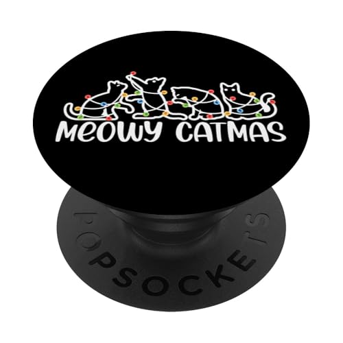 Meowy Catmas, Xmas Herren Damen Kinder Mädchen Weihnachten Katzenliebhaber PopSockets Klebender PopGrip von Christmas Gifts by Art Like Wow