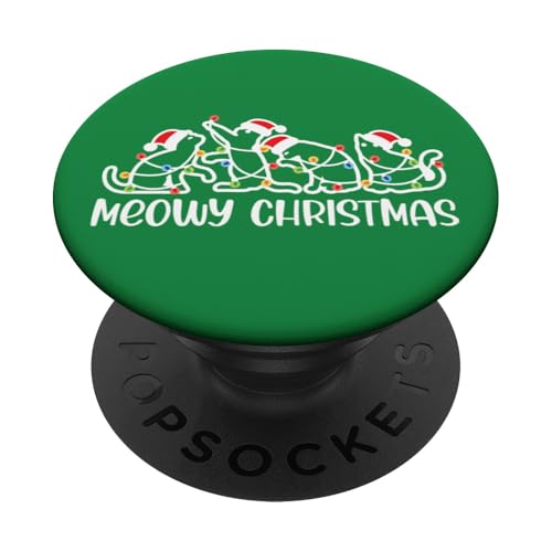 Meowy Christmas, Katzenliebhaber, Damen, Herren, Mädchen, Kinder, Weihnachten, Katze PopSockets Klebender PopGrip von Christmas Gifts by Art Like Wow