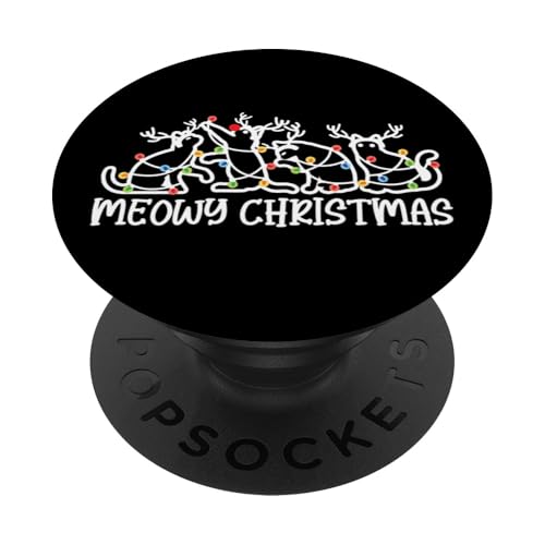 Meowy Christmas, Katzenliebhaber, Herren, Damen, Kinder, Mädchen, Weihnachtskatze PopSockets Klebender PopGrip von Christmas Gifts by Art Like Wow