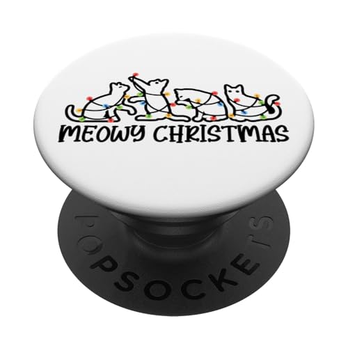 Meowy Weihnachten Damen Herren Mädchen Kinder Xmas Cat Lover PopSockets Klebender PopGrip von Christmas Gifts by Art Like Wow