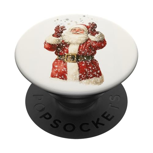 Vintage Happy Santa mit Schneeflocken für Weihnachten - PopSockets Klebender PopGrip von Christmas Gifts