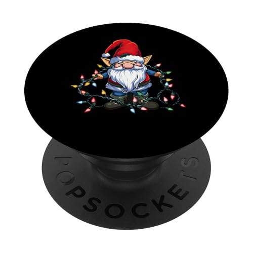 Gartenzwerg Weihnachtsmann mit Weihnachtsbeleuchtung Xmas Gardener PopSockets mit austauschbarem PopGrip von Christmas Gnome Garden Santa Xmas Lights Design