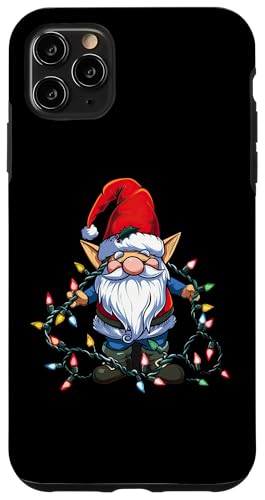 Hülle für iPhone 11 Pro Max Gartenzwerg Weihnachtsmann mit Weihnachtsbeleuchtung Xmas Gardener von Christmas Gnome Garden Santa Xmas Lights Design